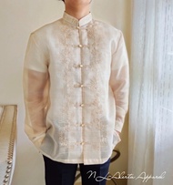 MODERN BARONG TAGALOG FOR MEN  COCOON PURE EMBROIDERED FULL OPEN