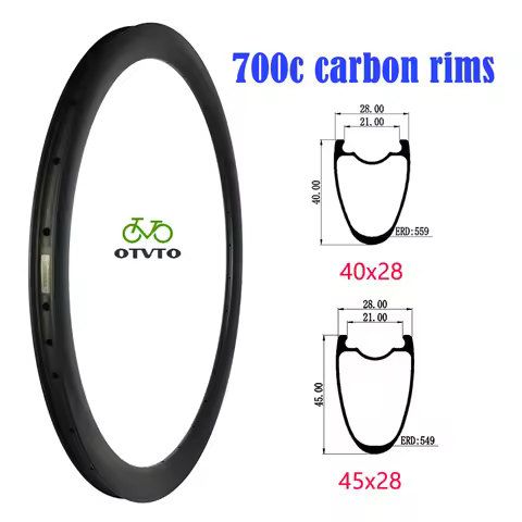 Carbon Rim 700c Crimb Clincher Tubuless 40mm or 45mm Depth 28mm Width Disc V-Brake 16H 18H 20H 24H 2