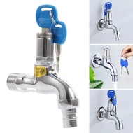 1x Outdoor Anti-theft Sink Faucet With Lock Key Faucet Lockable Garden Water Connectors Yard Garden 