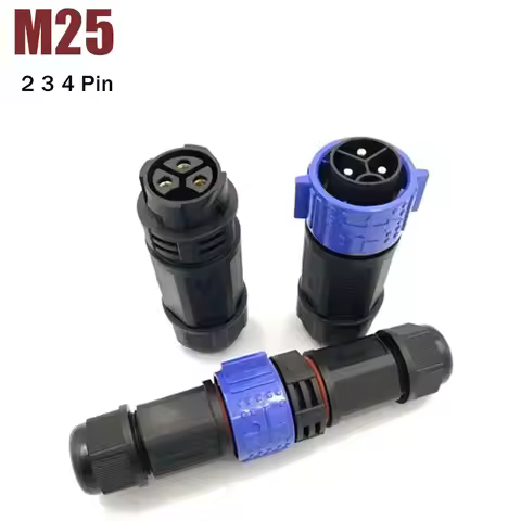 IP67 M25 Connector 2 3 Pin 50A Male Female Connectors 6-18mm 300V High Current Docking Soldering/Scr