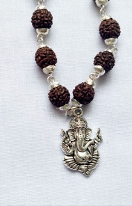 Black Rudraksha with Locket Hanuman Ganesha Gada Murugan Vel Locket