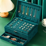 Large Capacity Suede Jewelry Storage Box For Womens Earrings Earrings Multi-function Jewelry Box Nec