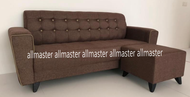FREE STOOL PROMOTION PVC 3 Seater Sofa + 1 Stool L Shape / Fabric Sofa Kain / Velvet Sofa Baldu