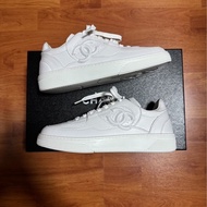 Chanel空軍一號香奈兒雙C徽標低幫板鞋 白色 37.5碼