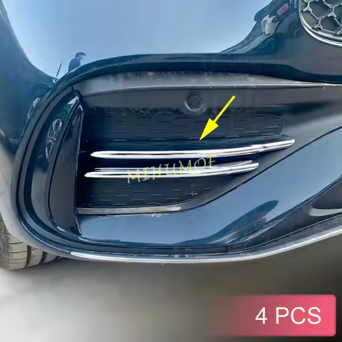 Chrome Front Bumper Grille Strips Fog Light Trims For 2022 2023 Mercedes C-Class W206 S206 C200 C220