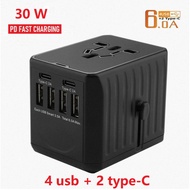 [SG Seller] Universal Compact Travel Adapter Wall Plug with USB PD 30W  Quick Charge Adapter 2  USB-C Ports US