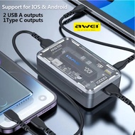 Awei P111K Powerbank 10000mah Fast Charging PD20W+22.5W Mecha Translucent Design Type c USB Portable