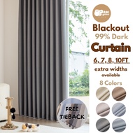 Canal Design 99% Blackout Dark CURTAIN LANGSIR Ring S Hook Singapore Pleat Upgrade 6 7 8 9 10 feet
