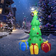 [szluzhen3gv] 7 FT Inflatable Christmas Tree Polyester Lawn Prop with 3 Gift Boxes LED Light Up Outd