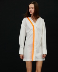 The SRT X4 TBL44 Neon Fringe Shirt Dress - เสื้อเชิ้ต แขนยาว ผ้าคอตตอน ดีเทลตกแต่งพู่