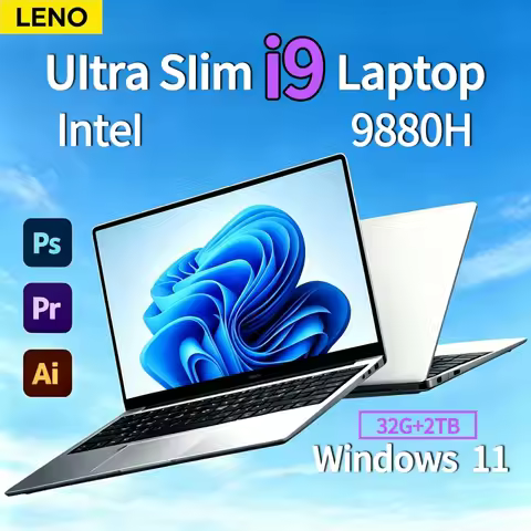 LENO 2026 New 15.6 " Inch Intel Core i9-9880 4K HD Laptop Ultra Slim Gaming Laptop 1920*1080 Windows