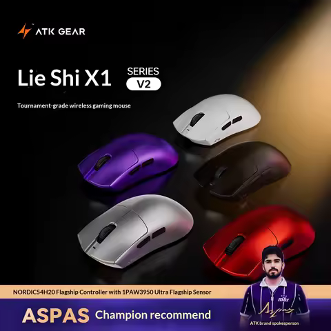 ATK Lie Kong X1 V2 Wireless Gaming Mouse Ergonomic PAW3950Ultra Sensor Nordic54H20 For Large Medium 