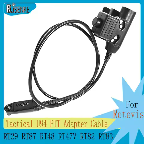RISENKE-Tactical PTT Adapter Cable, for Retevis RT29, RT87, RT48, RT47V, RT82, RT83, Motorola GP328P