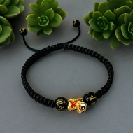 Xuping Barongsai Bracelet with Handmade Tibetan Black Onyx Stone