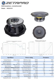 KOMPONEN ZETAPRO SOLID 18 SPEAKER ZETAPRO SOLID 18 SPEAKER 18 INCH