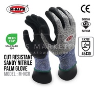 M-SAFE LEVEL 5 CUT-RESISTANT SANDY NITRILE PALM GLOVE / 4543D EN388 ABRASION CUT TEAR RESISTANCE GLO