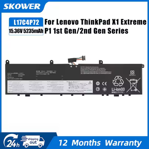 SKOWER L17C4P72 Battery For Lenovo ThinkPad X1 Extreme 1st 2nd P1 Gen 1 2 L17M4P72 L18M4P71 01AY968 