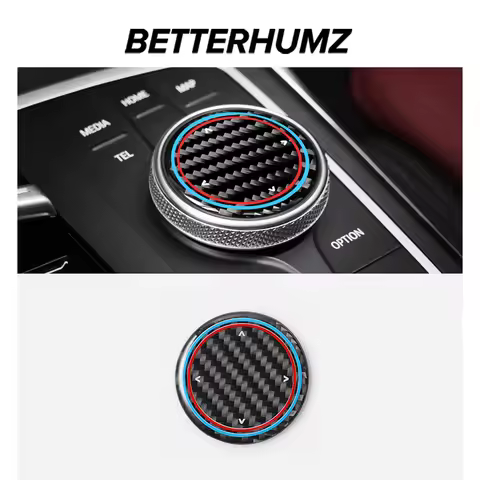 For BMW E60 F30 F20 G20 F10 E90 F25 G01 E39 X3 X4 X5 X6 Z4 Carbon Fiber Multimedia Knob Trim Sticker
