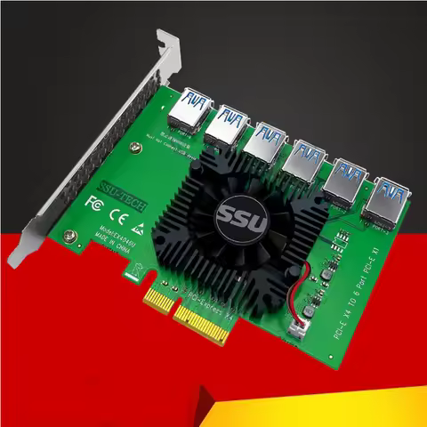PCI Express X4 20Gb 1 to 6 Riser Card PCI-E to PCI-E Adapter PCIE Slot 4X to 16X USB 3.0 Riser Exten