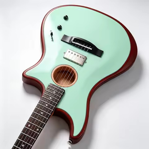 Silent Acoustic-Electric Dual Modes Guitar , Solid Sapele Wood, 39 Inch 6 String Silent Electric Fol