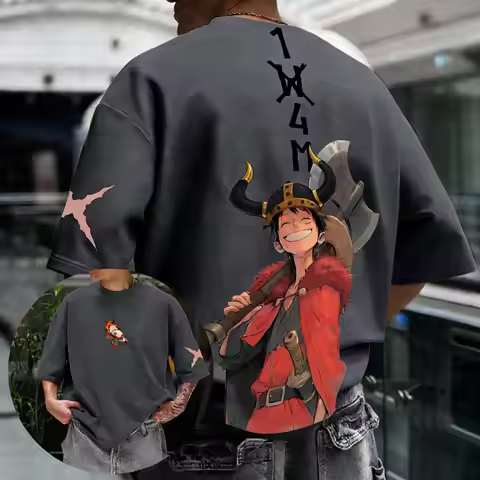 One Piece Luffy 1w4m Anime T Shirt Men Women Summer 2026 Y2k Oversized Cotton Streetwear Graphic Pri