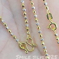 พ23 สร้อยคอไข่ปลาตัดกระจก / Ball moon 2mm. เงินแท้ 92.5% Italy ชุบ2กษัตริย์ (WG+G)