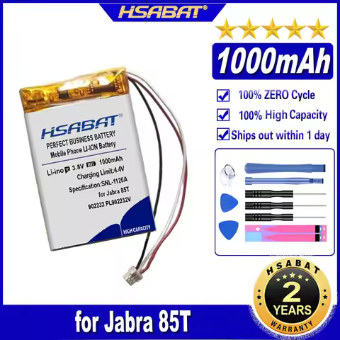 HSABAT PL902232V 1000mAh Battery for Jabra 85T Bluetooth headset charging case 902232 Batteries