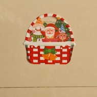 MERAH [SG] 3d Plastic Ziplock Christmas X'Mas (26X25+7cm). Basket motif - Red