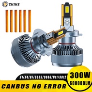 2PCS 300W H4 H7 Led Car Headlights Bulb Canbus 6 Copper Tube 6500K Led H1 H8 H9 H11 HB3 9005 HB4 900