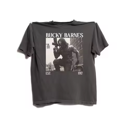 Neutral retro unisex T-shirt with printed pattern suitable for daily casual short sleeved Bucky Barn