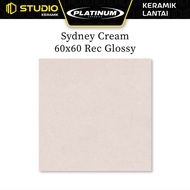 Sydney Cream 60x60 Rec Glossy PLATINUM Keramik Lantai Licin Motif Batu Warna Krem