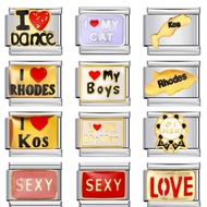 ​Fashion Classic English Words Women Men Bangles Italian Charms Link Fit 9mm Stainless Steel Bracele