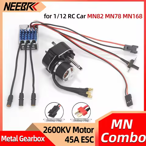 Full Metal Gearbox 2322 2600KV Brushless Motor AM32 45A SM3.0/T Plug ESC Combo for 1/12 RC Car Crawl