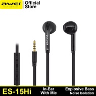 Awei ES-15Hi 3.5mm Wired Earphone with Mic Headset Earbuds High Quality Sound Explosive Bass Noise Isolation