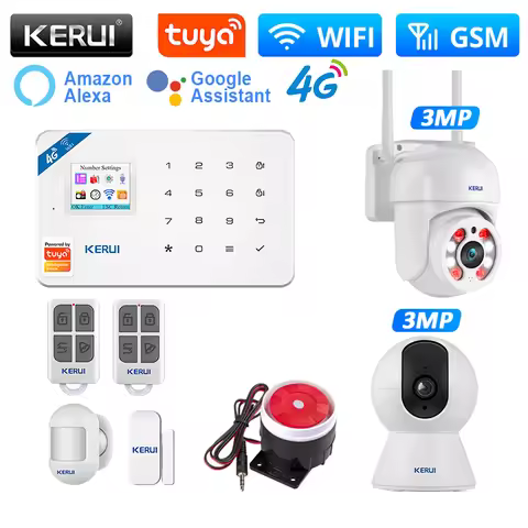 KERUI W184 Home Smart Security Alarm System WiFi 4G GSM Wireless Tuya Control App 1.7 Inch Color Scr