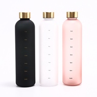 1000ml Plastic Space Cup Large Capacity Transparent Frosted Bottle with Time Marker Cover Copper Lid