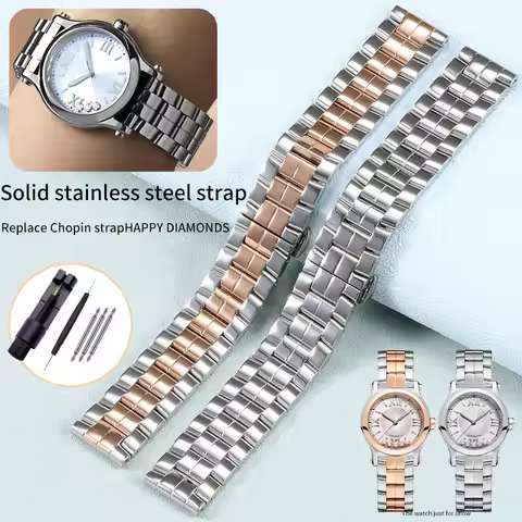 15mm 18mm Stainles Steel Watchband replaces Chopard For Chopard HAPPY DIAMONDS Five drill and seven 