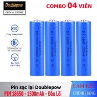 [Combo 04 viên] Pin sạc Lithium 18650 - 1500mAh đầu lồi Doublepow pin dung lượng thực
