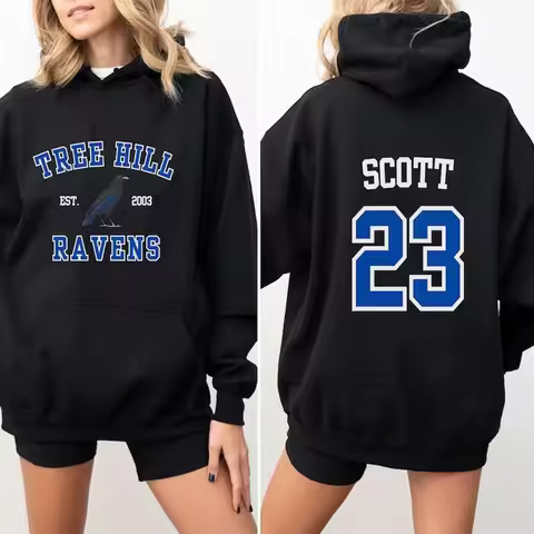 TREE HILL RAVENS Hoodie One Tree Hill Nathan Scott 23 Hooded Sweatshirt North Carolina Tv Show Men W