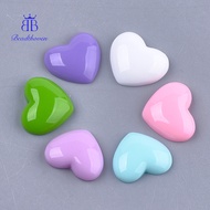 20pcs Resin Cabochons Heart Mixed color 13x15.5-16x4-4.5mm