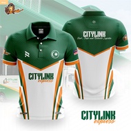 Baju Polo Kerja CityLink Express Logistics Team - Polyester Fiber, Quick-Drying, Green and Orange Tr