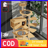 Premium Large Wooden Cat Tree: Condo, Scratcher, Tower, Hammock - Ultimate Climbing Haven for Your Feline Friend