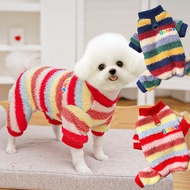 Autumn and Winter Fleece-Lined Rainbow Four-Leg Clothes Bixie Corgi Hair-Free Cat Pet Warm Clothes