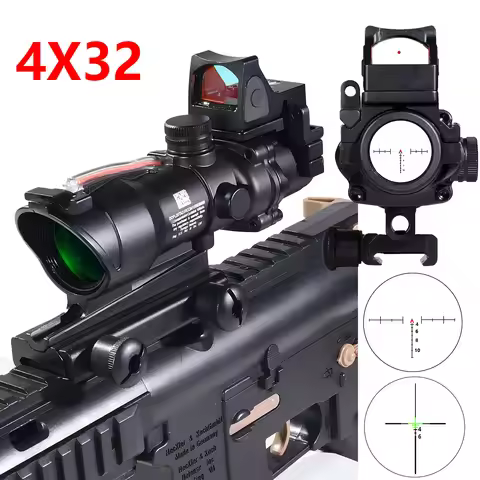 Adjustable 4x32 With RM Red Dot Sight 4X Magnifier Scope Red Dot Tactical Scope 20mm Rail Scope For 