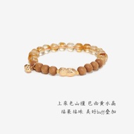 Sanswood Good Things Peanuts Old Mountain Sandalwood Yellow Crystal Lucky Bead Bracelet Gift Meaning