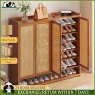 Mr.Bamboo Shoe Cabinet Shoe Rack With Plastic Rattan Door Bamboo Shoe Organizer Wooden Shoes Storage