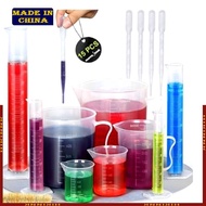 HIk 11Pcs Graduated Cylinders Beakers and Pipettes Set for School Science Labs