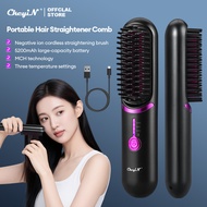 CkeyiN Portable Hair Straightener Comb Wireless Straight Hair Comb Negative Ion Hair Brush USB Cordl