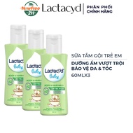 Combo 3 Sữa Tắm Gội Trẻ Em Lactacyd Baby Dịu Nhẹ & Dưỡng Ẩm 60ml