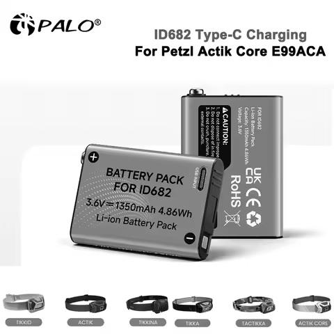 PALO 1350mAh WSWIFT ID682 Rechargeable Li-ion Battery with Type-C Charging Port for Petzl Actik Core